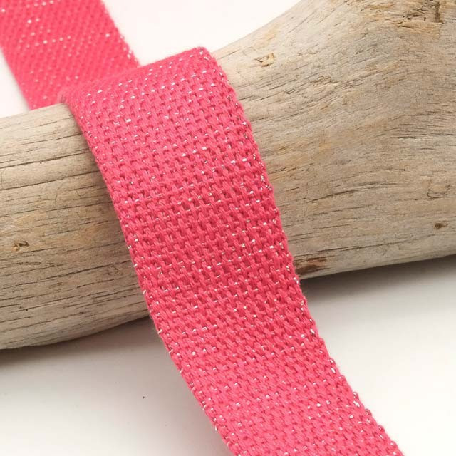 30mm Silver Lurex Cotton Ribbon in Fuchsia - Maison Klem